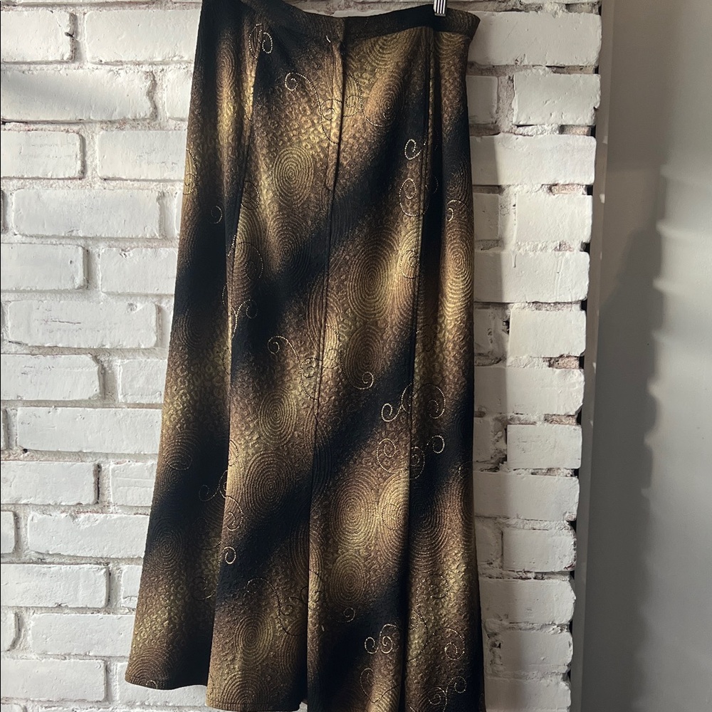 Vintage Midi Gold and Black Women's Skirt ombré swirl pattern - Picture 8 of 9